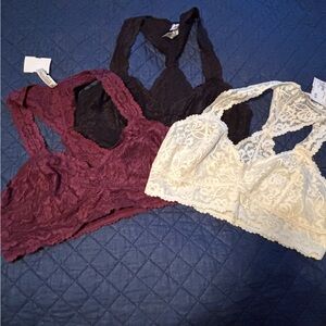 Lace Bralette Set - Cream, Black, Burgundy